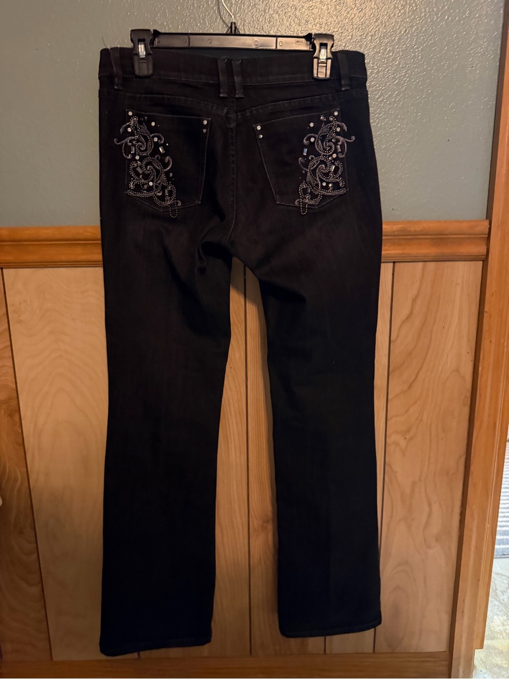 White House Black Market Black Boot-Cut Jeans with Embellished Back Pockets